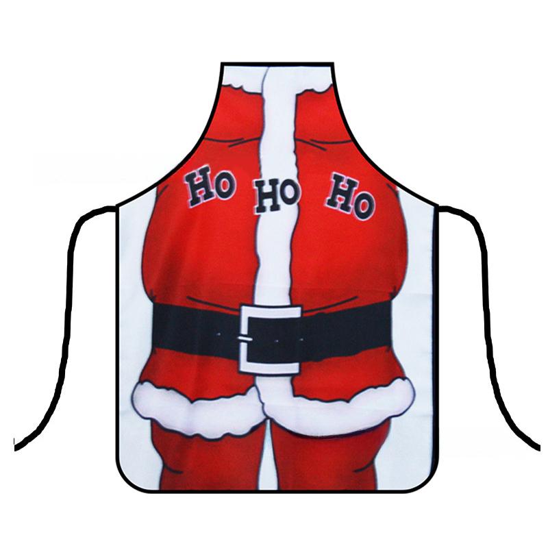 1PC Santa Claus Theme Baking Christmas Apron Home Cooks Apron for Cooking Funny Cartoon Printed Dress-Up & Role Play Unisex