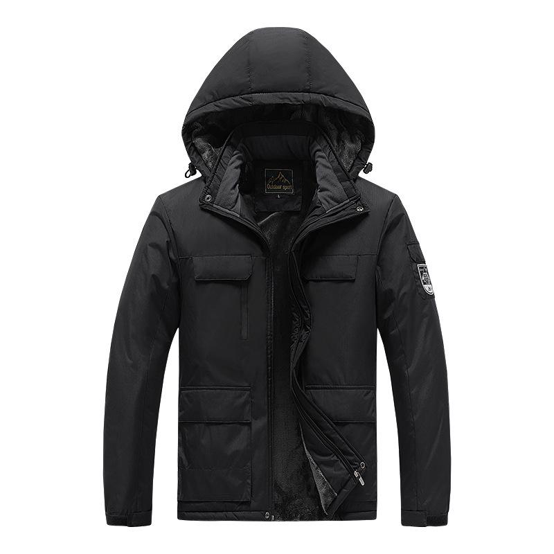 Pánský nadměrný outdoorový zimní oblek na rybaření a horolezectví - Větruodolná bunda odolná proti chladu s fleecovou podšívkou.