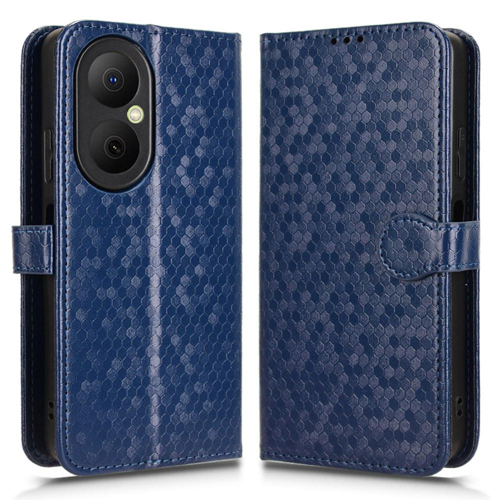 For Huawei Nova Y73 4G/Enjoy 80 Wallet Case Dot Pattern Imprint PU Leather Phone Cover with Wrist Strap
