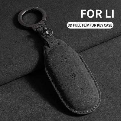 Car Key Case Cover Shell For Li Lixiang Leading Ideal L6 L7 L8 L9 One Li Auto Smart Remote Holder Key Fob Suede Car Accessories