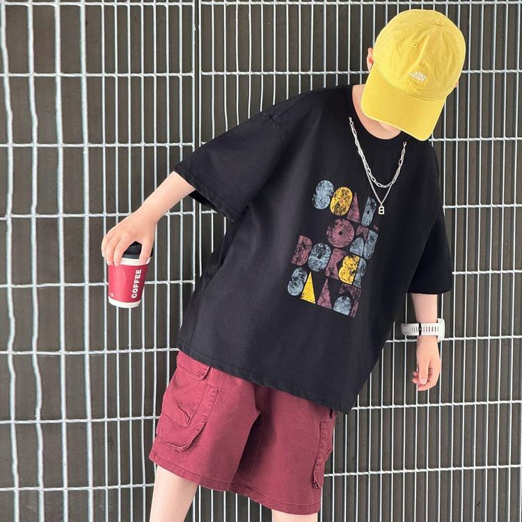 Korean-Style Boys Summer Sporty Workwear Two-Piece Set 160 cm