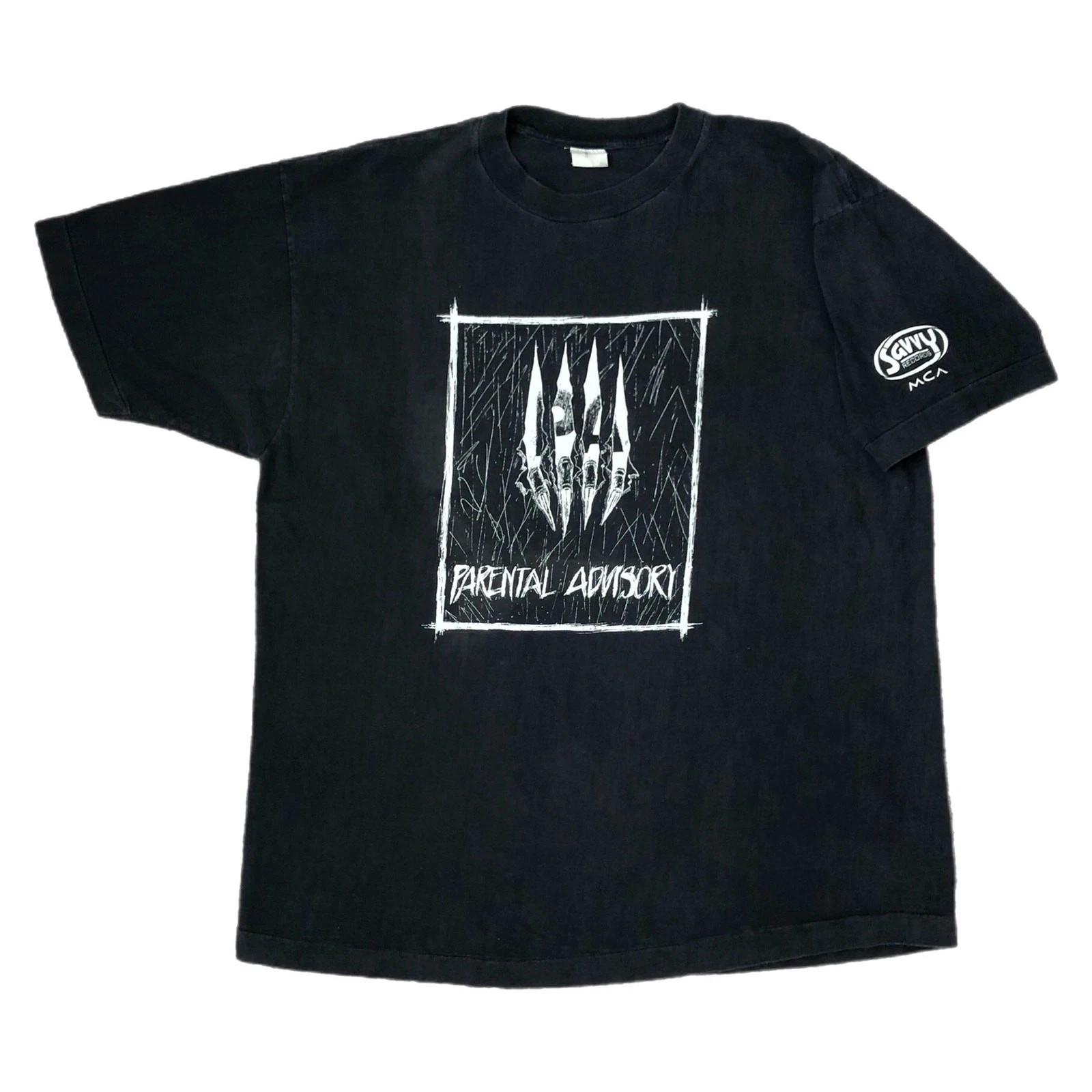 Vintage 90s Parental Advisory Ghetto Street Funk Atlanta Hip Hop Rap Tee T-Shirt L