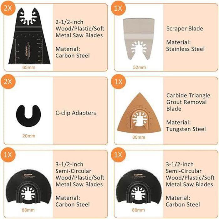 Outil Multifonction Saw Blades Accessoires Kit, CGBOOM 28 Pcs Oscillants Lame de scie universelle pour Fein Multimaster, Dremel, Bos