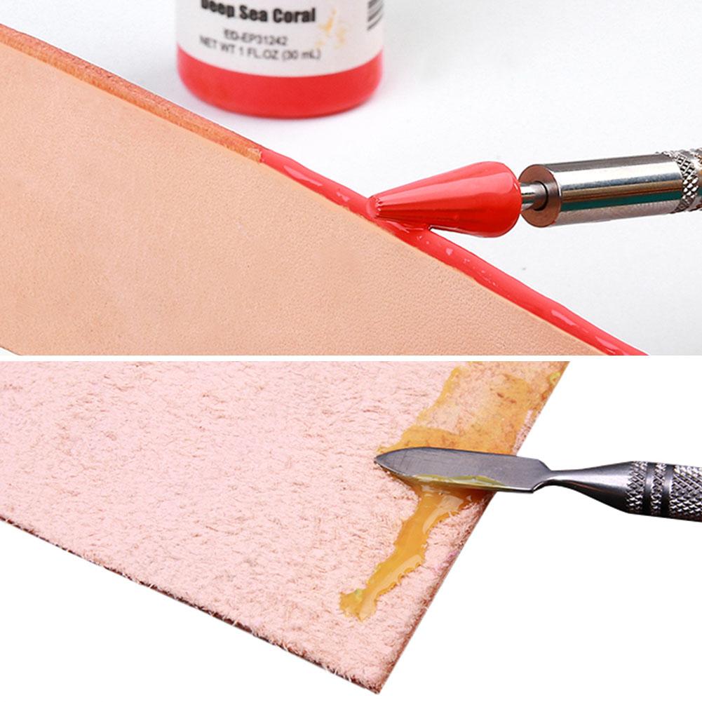 DIY Dvojitá mosazná hlava s koženými hranami Olejový lepicí aplikátor s barevným perem Rychlý váleček pro kožené řemeslné nástroje