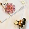 Crystal Rhinestone Button Pins Vintage Flower Covers, Snap On Decorative Retro Style Metal Shirt Cufflinks Brooch Accessories for Women Bronze