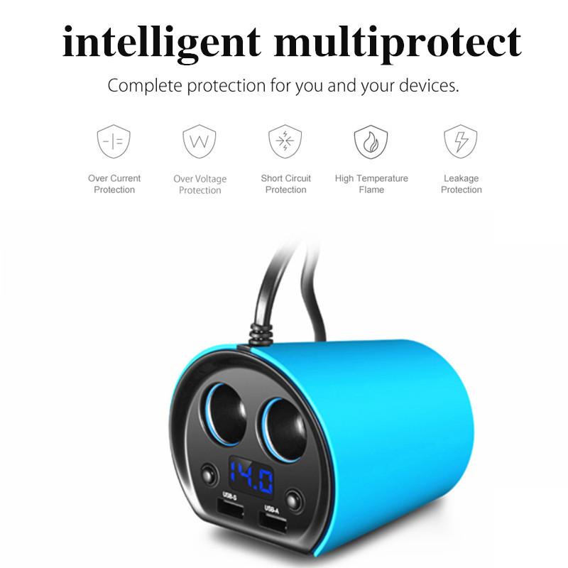 

Car Charger Adaptor 12V-24V 3.1A Dual USB Charging Ports Blue LED Light