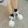 Fashion Color Block Block Heel Shoes Autumn New Round Toe Front Strappy Platform Non-slip Wear-resistant Single Shoes