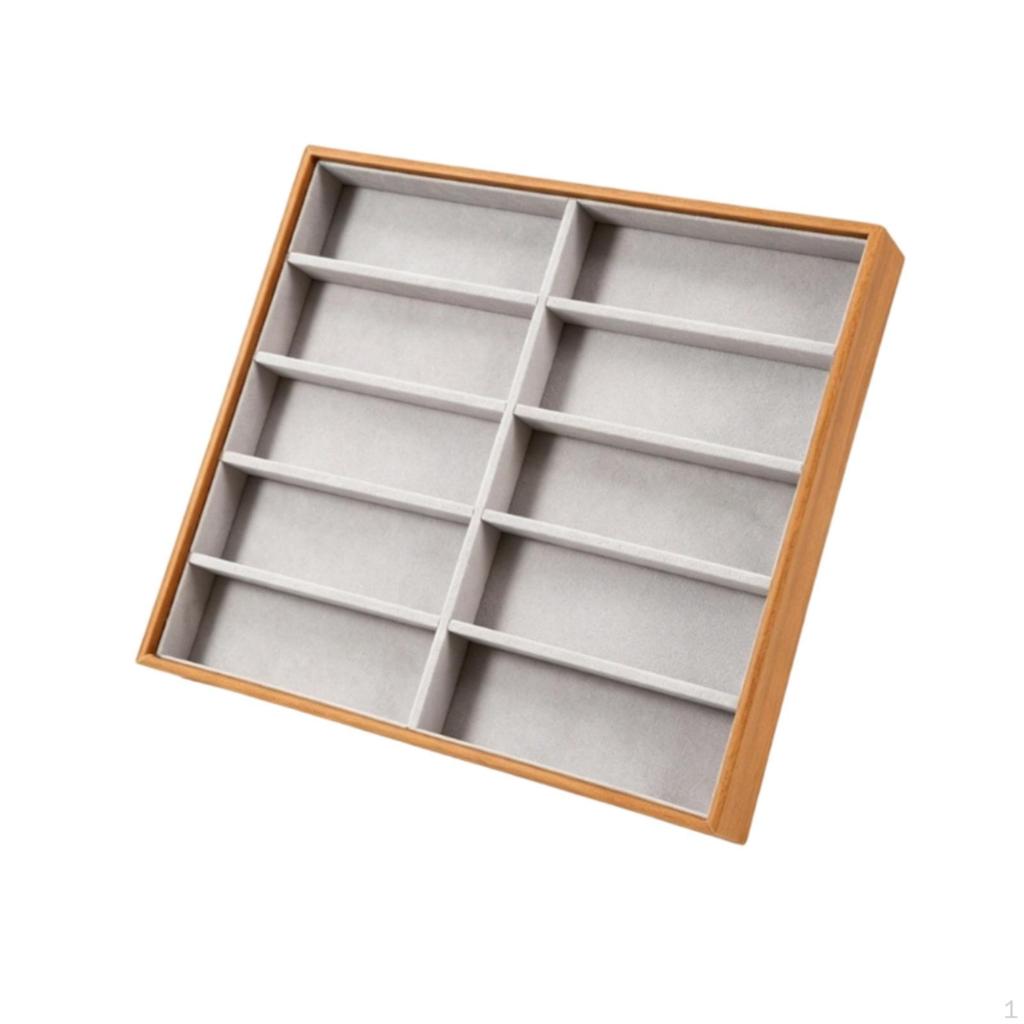 Sunglasses Display Case WoodGrain Eyeglass Box 10Slot Sunglass Organizer for Retailers,