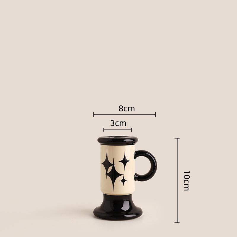 

Ceramic Vase Handlebar Candlestick Candle Holder Flower Vase Flower Arrangement Accessories Terrarium Home Decoration