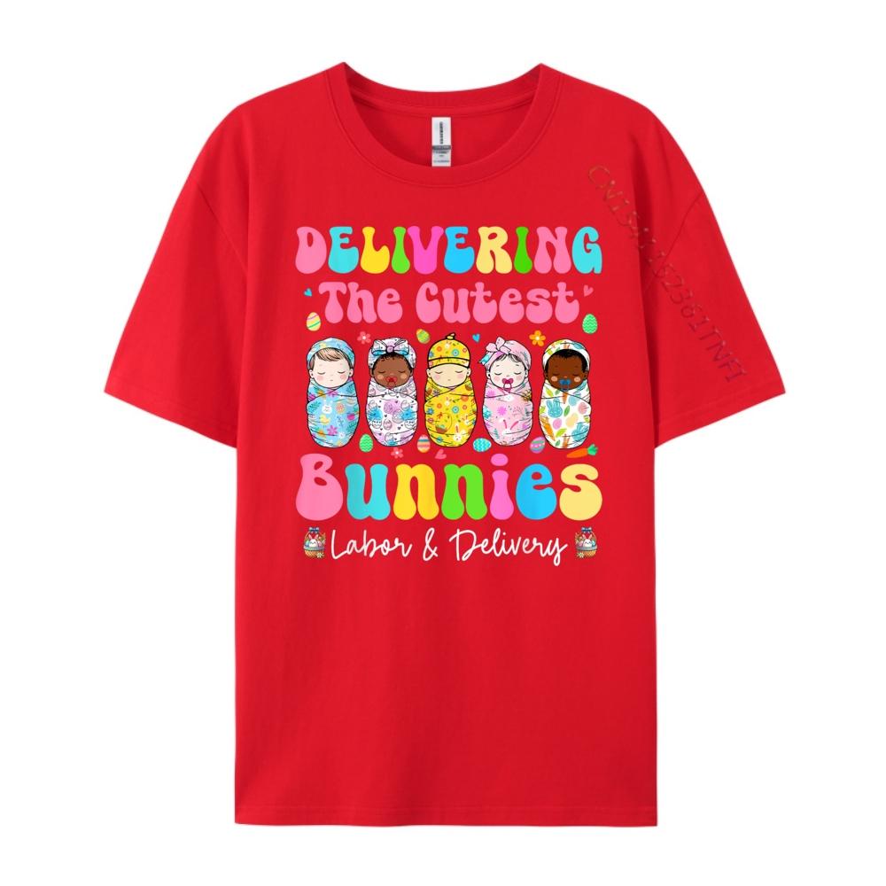 Delivering Cutest Bunnies Labor And Delivery Nurse Easter Cotton Graphic Tees T Shirt Men T Shirt for Men S