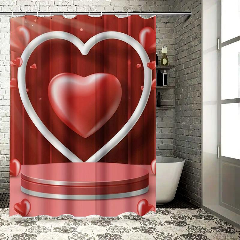 Red Heart Waterproof Shower Curtain