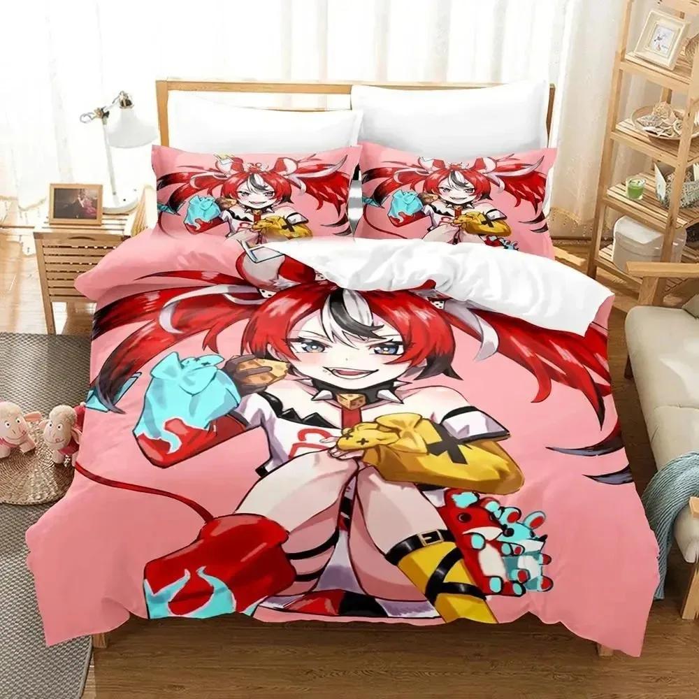 3D Print Hakos Baelz Anime Bedding Set Duvet Cover Bed Set Quilt Cover Pillowcase Comforter King Queen Size Boys Adult Bedding