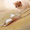 Japanese And Korean Version Of Temperament Kitten Women'S Cat Diamond-Encrusted Zircon Pendant Necklace Collarbone Chain Jewelry Quality
