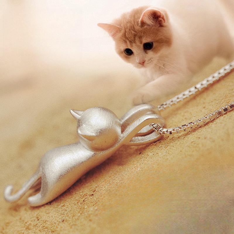 Japanese And Korean Version Of Temperament Kitten Women'S Cat Diamond-Encrusted Zircon Pendant Necklace Collarbone Chain Jewelry Quality