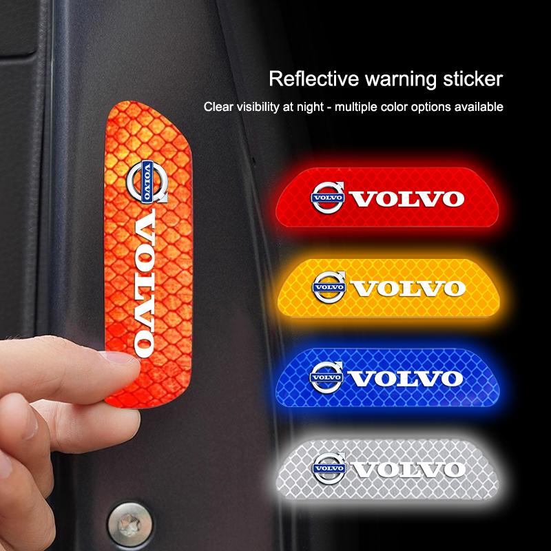 4Pcs Car Door Safety Warning Reflective Mark Sticker For Volvo ES90 EC40 EX40 EM90 XC90 V90 V60 XC60 V40 S80 S60 S90 C40 XC40