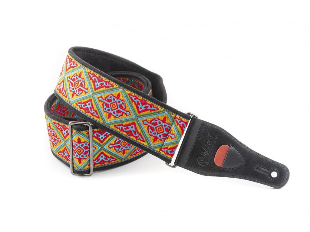 STRAPS Guitar 6cm HAFA RED RightOn! Strap, Wide, 90-150cm Long,