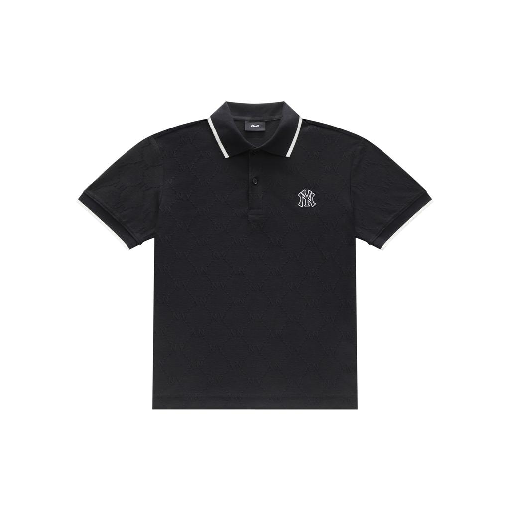 New MLB MONOGRAM Collection New York Yankees SS25 Polo Shirt Unisex Black 3APQM0253-50BKS