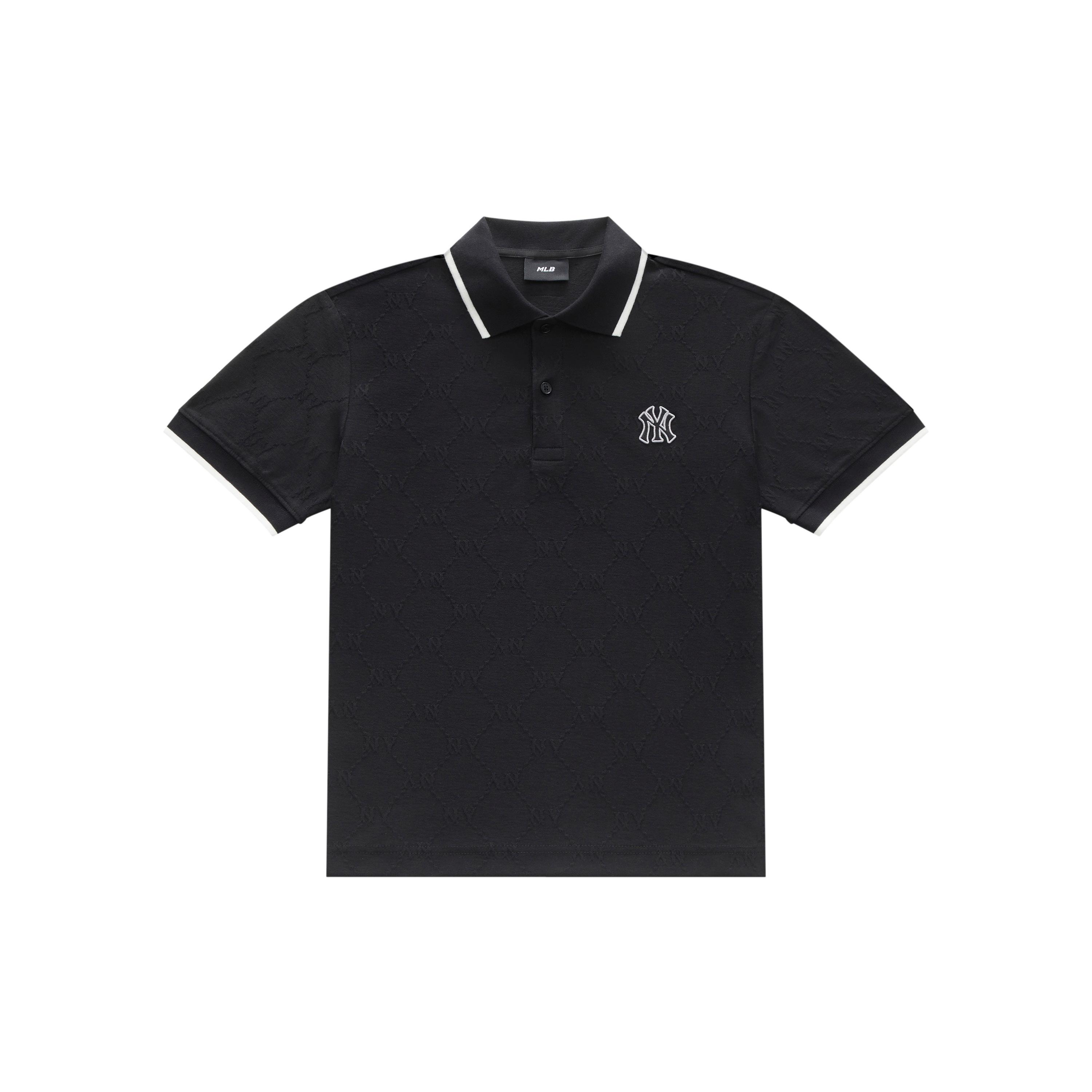 

New MLB MONOGRAM Collection New York Yankees SS25 Polo Shirt Unisex Black 3APQM0253-50BKS XS