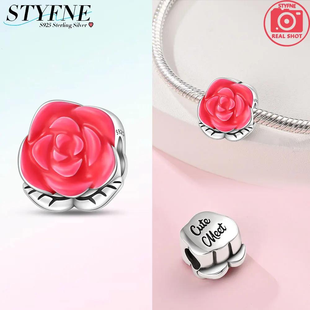 Copper Charms Bead Romantic Rose Night Rose Charm Pendant Fit Bracelet Necklace Diy Birthday For Woman Jewelry Gift