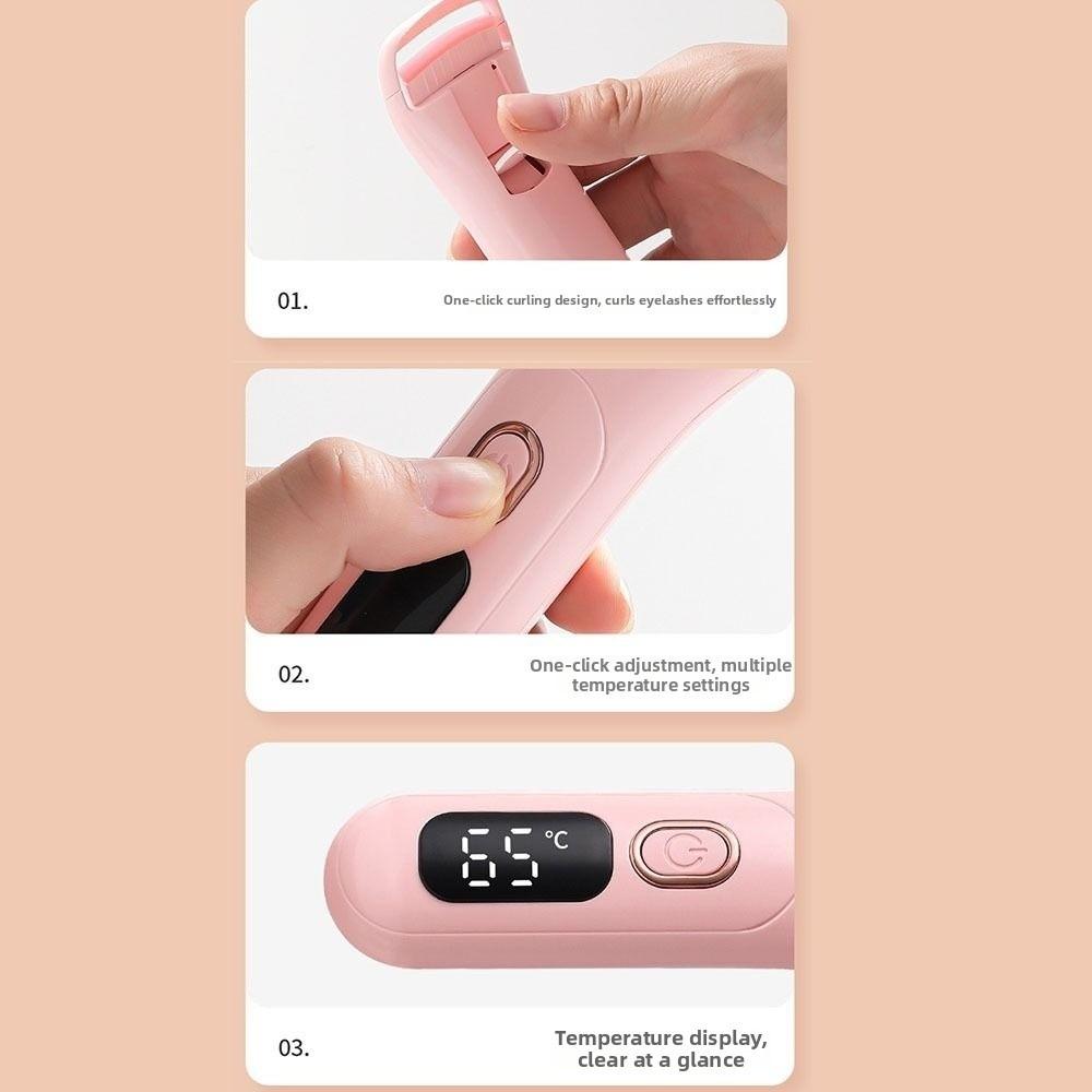 Rechargeable Heated Eyelash Curler Temperature Control Lash Curling Wand  Makeup Application