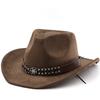 Suede Cowboy Hat Men's and Women's Fashion Fedora Belt Sun Hat Sun Hat Sun Hat Jazz Hat