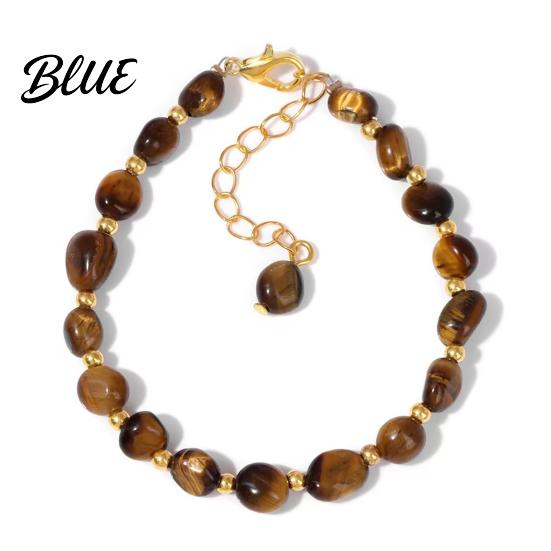 Durable Jewelry Women Bracelet Irregular Natural Stone Beads Adjustable Length