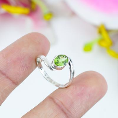 Natural Peridot Gemstone Handmade 925 Solid Sterling Silver Gift Ring S.11 M7Q98