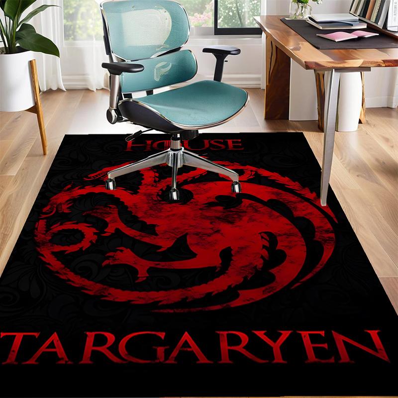 House Targaryen Dragon Polyester Carpet, Soft Indoor Mat for Office Chair, Living Room, Computer Desk - Decorative Home Office Rug Design