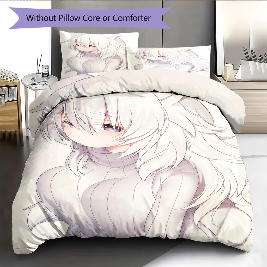 Sada povlečení s anime vzorem, přikrývka a povlak na polštář, bytová dekorace, dárek k narozeninám (1 * povlak na peřinu + 2 * povlak na polštář, bez jádra)