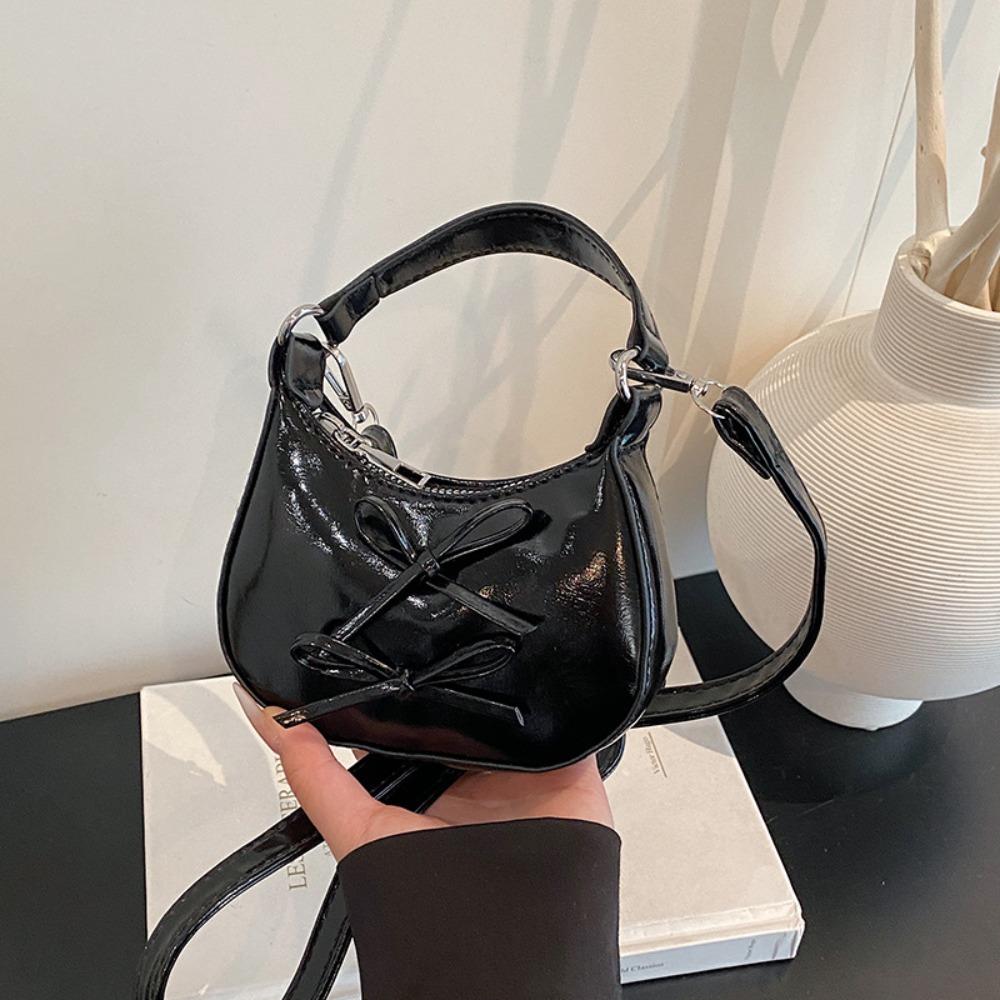 Single Shoulder Leather Handbag Cartoon Mini Shoulder Bag Cute Bow Crossbody Bag  Kids чёрный