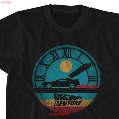 Zurück in die Zukunft Runder Uhrturm Logo Erwachsenen Schwarz T-Shirt vintage gewaschen Atmungsaktiv Weich Mode Grafik Mann
