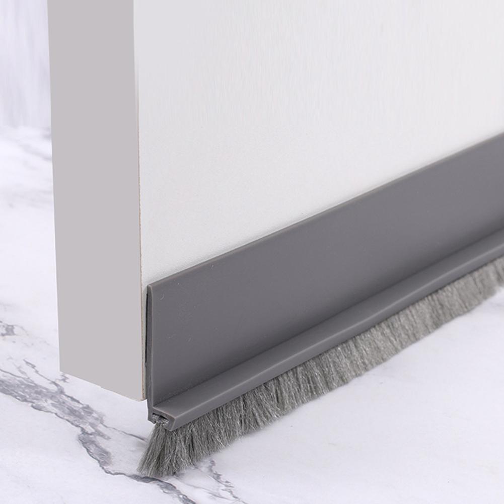 2PCS Door Bottom Sealing Strip With Brush Soundproof Sealing Strip Hardware Windproof Anti-Cold Door Gap Weather Stripping 100CM