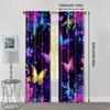 2pcs   Creative Curtains Modern Dream Luminous Blue Purple Butterfly Versatile Polyester Fabric (without rod) Decorations Outdoor
