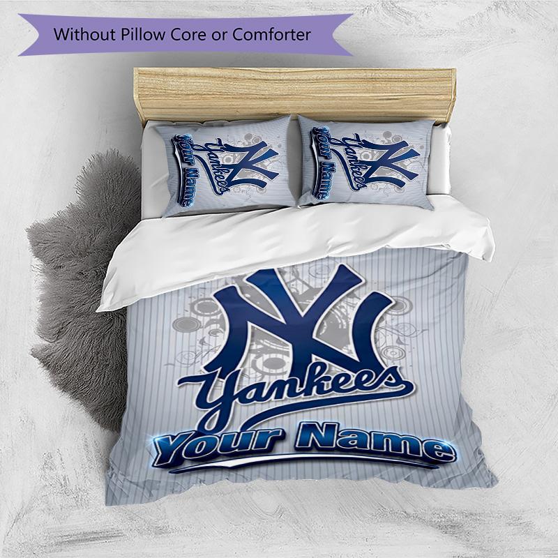 3pcs New York Yankees Cover Set - Personalized Name, HD Printed Bedding with 1 Cover and 2 Pillowcases - Perfect for Home Decor, Easy Care