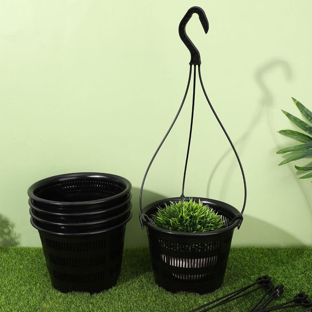 FRCOLOR Hanging Set of Hanging Breathable Flower Thickened Hanging Planter Pots for Orchid Hanging Indoor Hanging Decorative Flower Pots Baskets, 6,