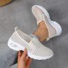 [Breathable Mesh Sneakers] Breathable Women's White Mesh Slip-On Sneakers with Glitter Accents | Mid-Top Support & Rubber Sole for Casual Sports