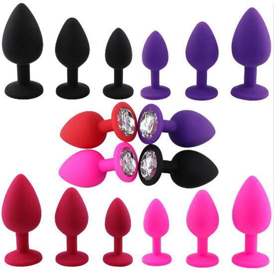 Anal Plug Adult Toy Waterproof 3 Rhinestone Design Plug Colors Anal Sex Toy Couples