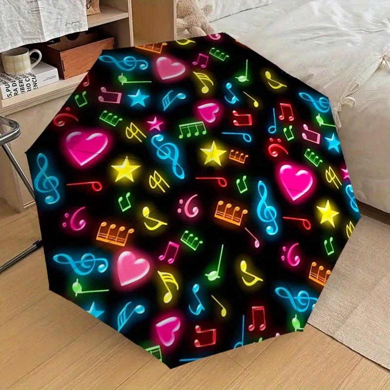 1pc Music Notes Heart Symbols Themed High-quality Umbrella,Automatic Opening and Closing Umbrella,Multi-functional Umbrella G0811085
