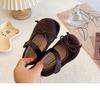Autumn/Winter Girls' Bow Cotton Baby Flats, Versatile Velvet Low-Cut Princess Shoes