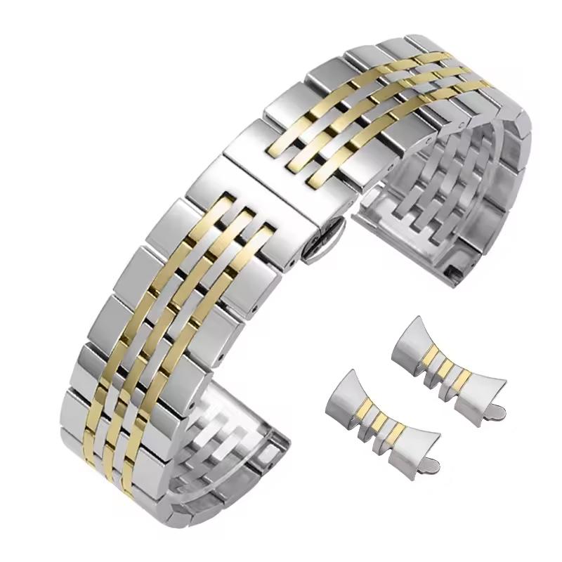 Nerezový náramek pro 20mm 21mm 22mm 18mm 19mm řemínek k hodinkám pro Tissot T006 MIDO Classic Oris Seiko Zakřivený konec řemínku k hodinkám