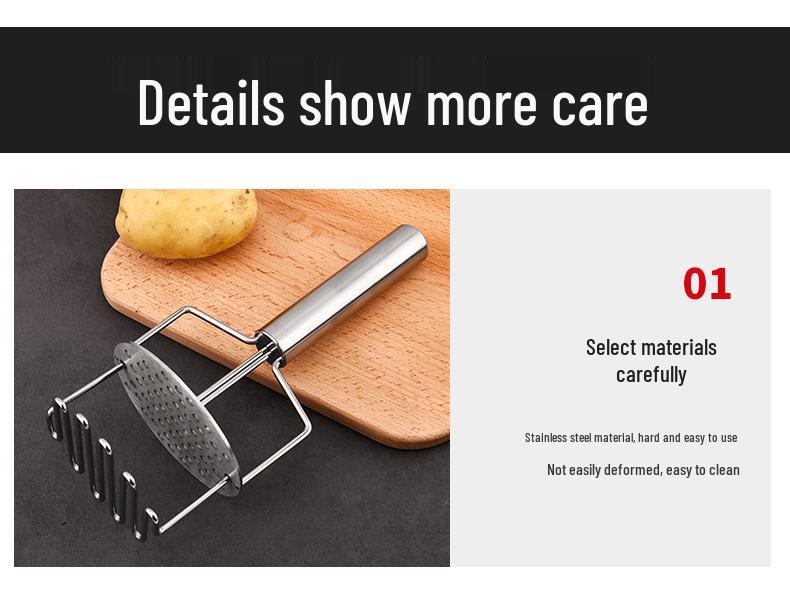 Stainless Steel Multifunctional Double-Layer Potato Masher Kitchen Gadget