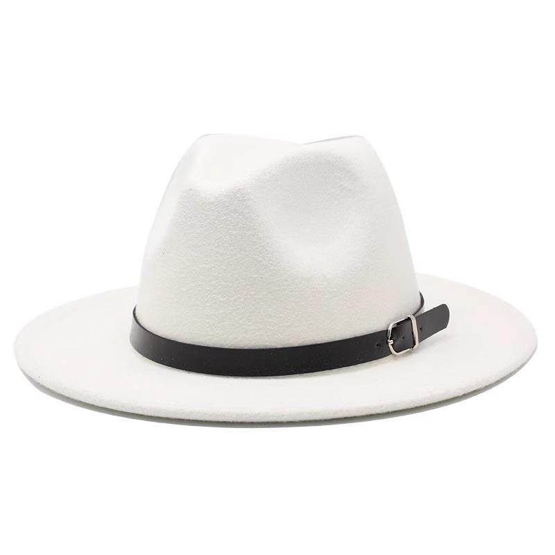 Women's Retro Panama Jazz Fedora with Leather Buckle for Autumn and Winter