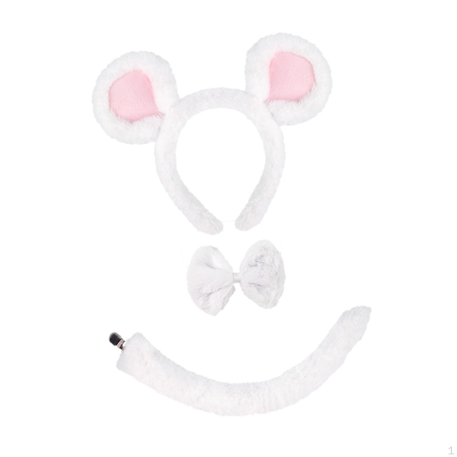 

eared Headband, Tail, Bow Tie – Set Made of Soft , Gift Idea for, Dress-up Headwear белый
