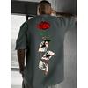 Burning Rose Graphic Tee Men's Casual Pure Cotton Short Sleeve T-Shirt Street Wear