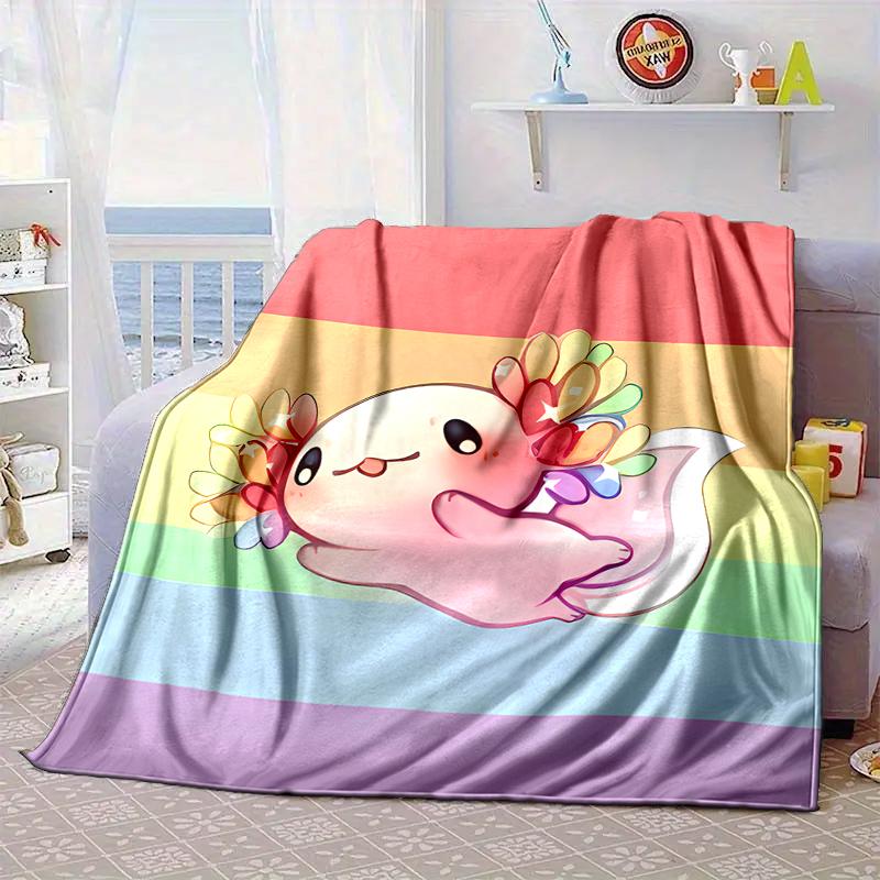 Axolotl Friends In Space Blanket Flannel Blanket for bed, sofa, Camping, Hiking, Picnic Essentials, gift for family Fan gifts