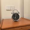 Classic Analog Alarm Clock, Silent Operation, Silver, Luminous Dial, Dual Bells, 11.5 x 16.5 x 5.5 cm, with Loud Alarm Function (Silver)