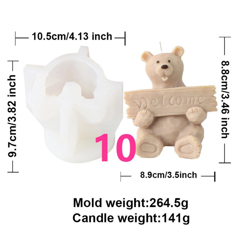 3D Animal Bear Squirrel Silicone Candle Molds DIY Cat Frog Soap Resin Crafts Plaster Making Mould Home Decor Gift