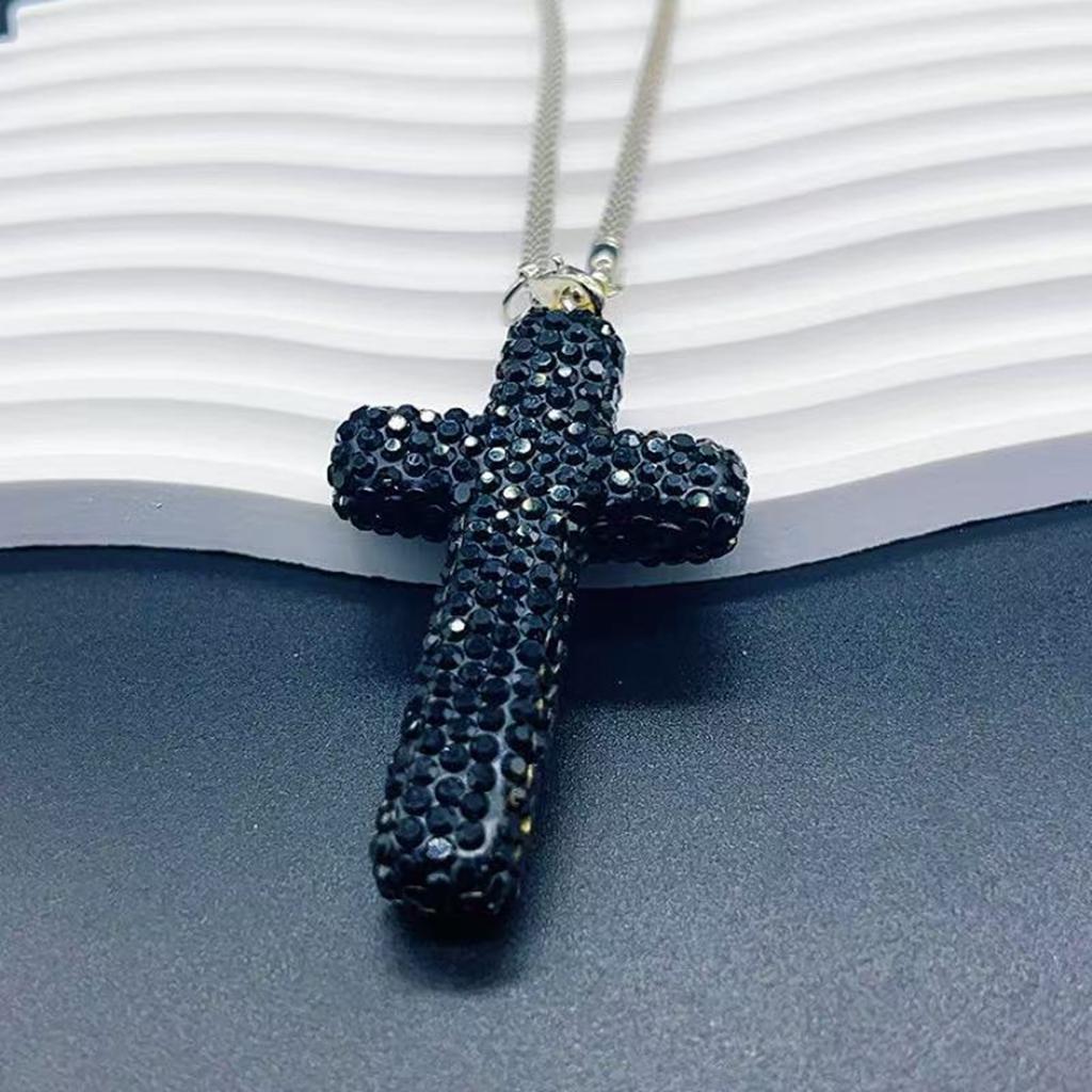 Rhinestones Embedded Clay Crucifix Hanging Charm For Cars Trucks SUVs And Indoor Decorative Use Hanging Pendant