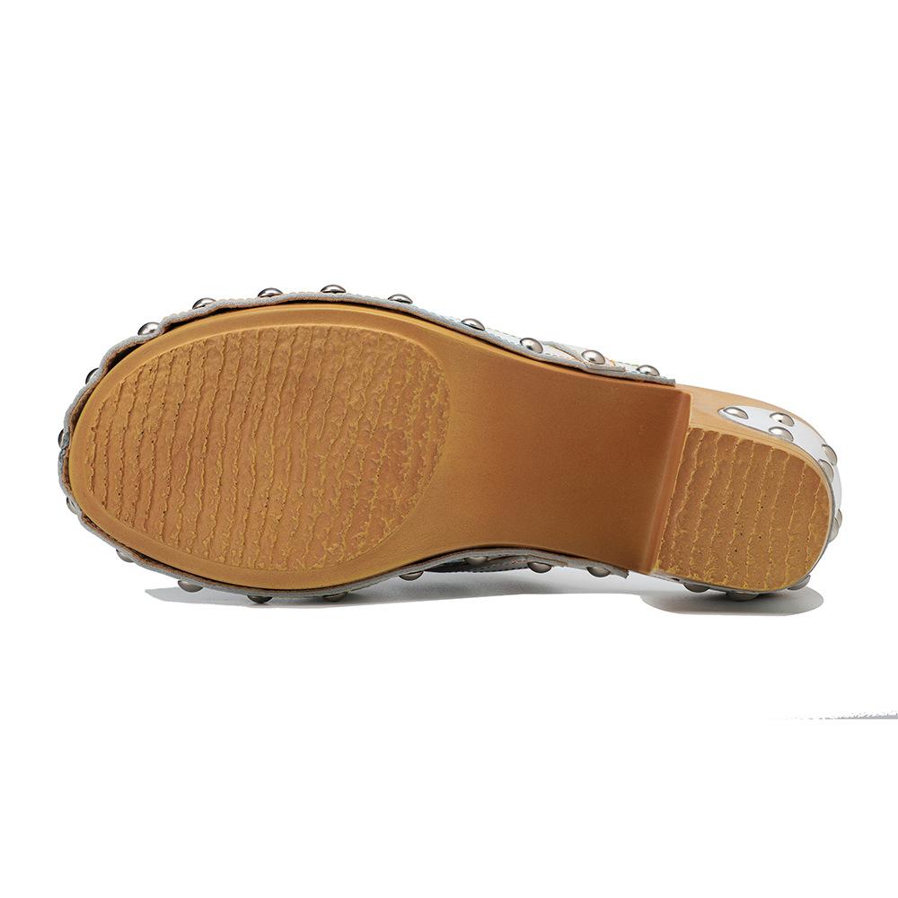 În stil pictură în ulei de epocă, cu tocuri înalte, pantofi pentru femei, din piele naturală, pantofi cu slip-on, retro, cu vârf rotund