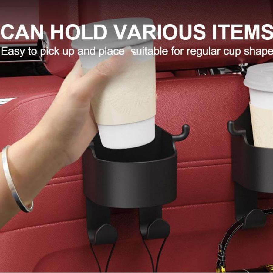 2Pcs Car Seat Headrest Hook Hanger Storage Organizer Universal with Cup Holder for Handbag Fit Universal Vehicle Car Accessories.